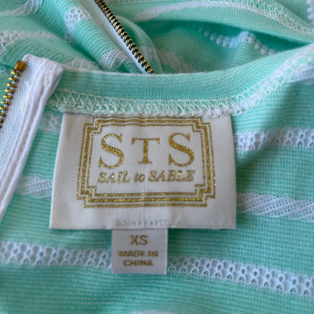 STS Striped Sheath Dress Sz XS Coastal Preppy Long Sleeve Texture MInt Office - Picture 9 of 12